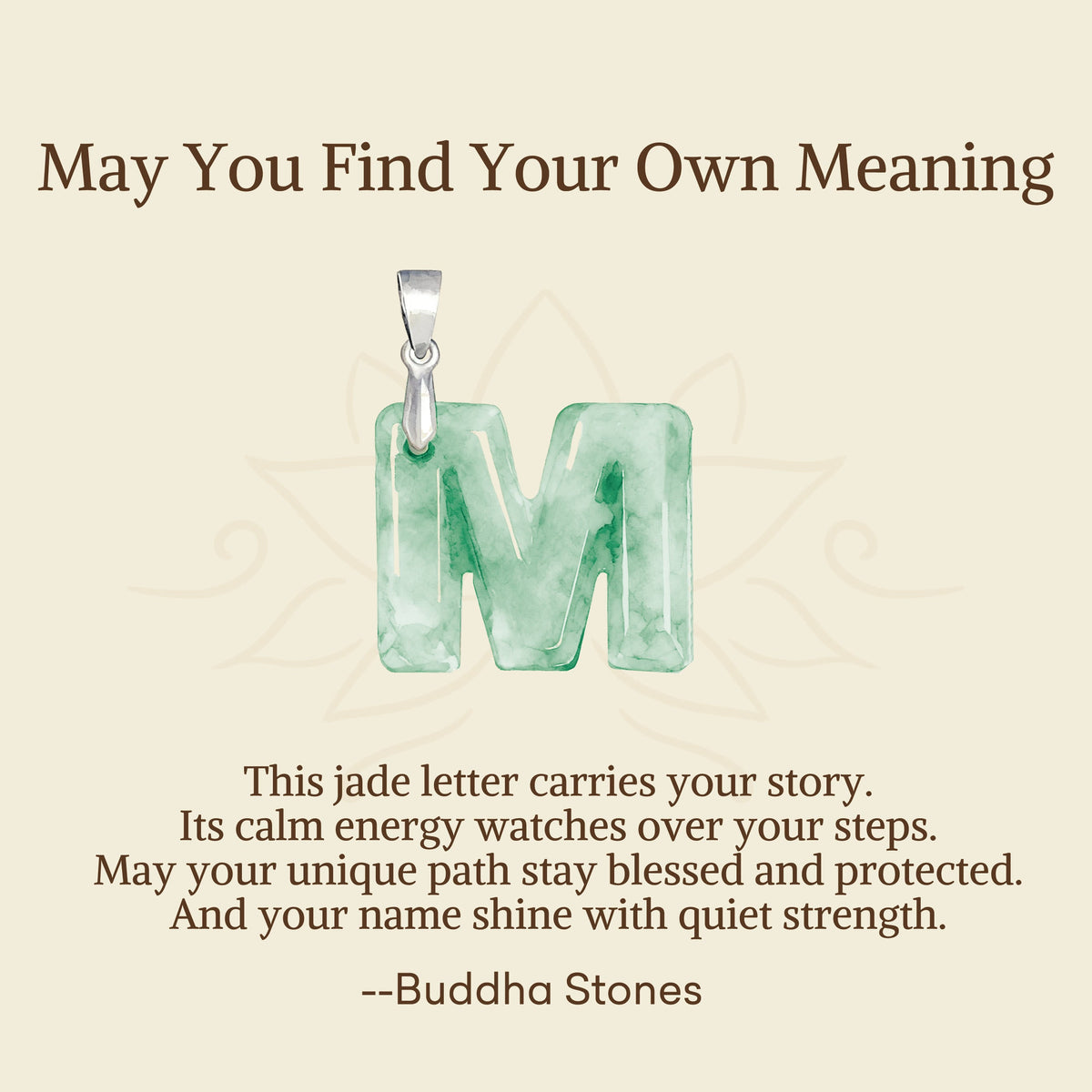 Nimara Ritual "May You Find Your Own Meaning" Natural A-Z Letter Jade Titanium Steel Chain Necklace Includes Gift Message Card