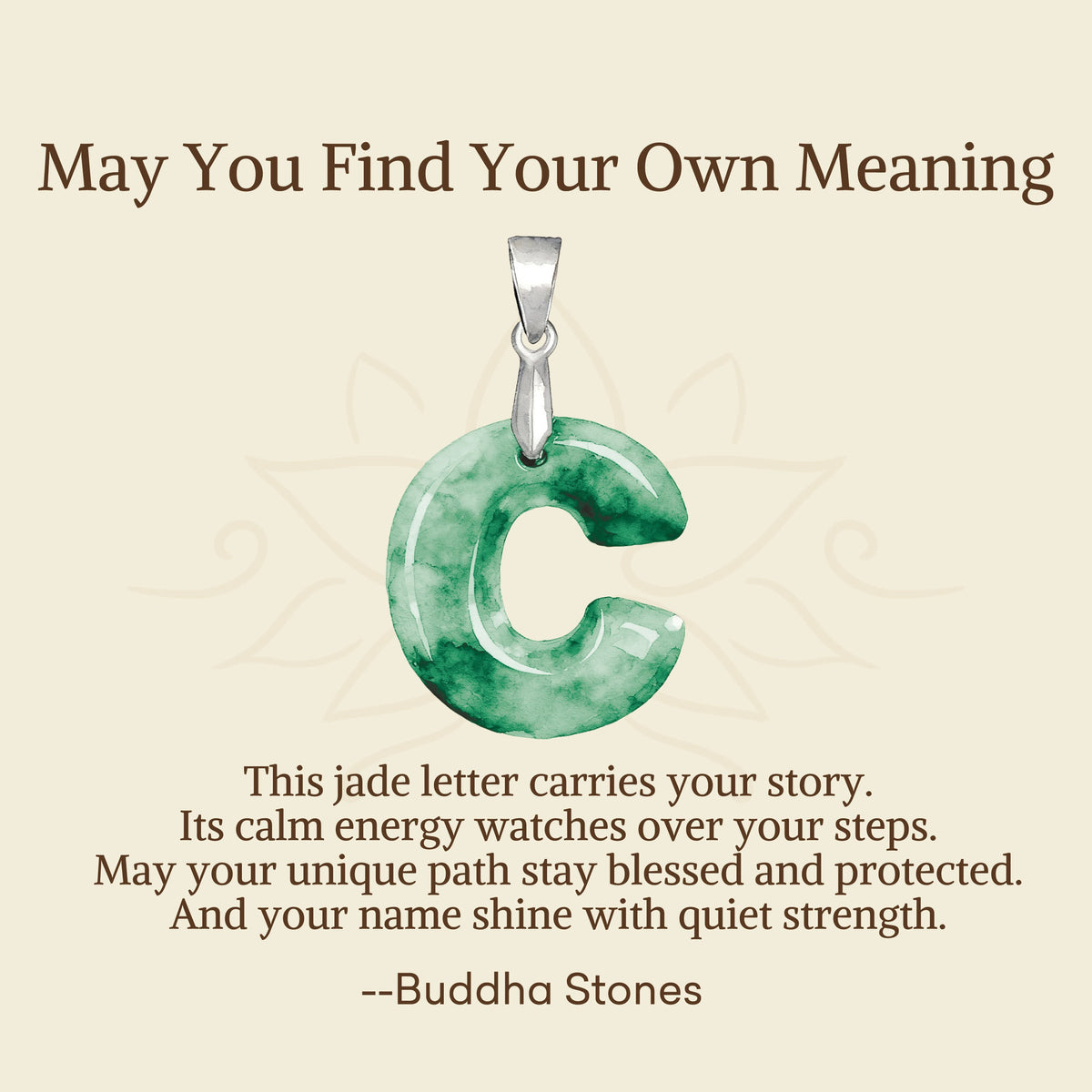 Nimara Ritual "May You Find Your Own Meaning" Natural A-Z Letter Jade 925 Sterling Silver Chain Necklace Includes Gift Message Card