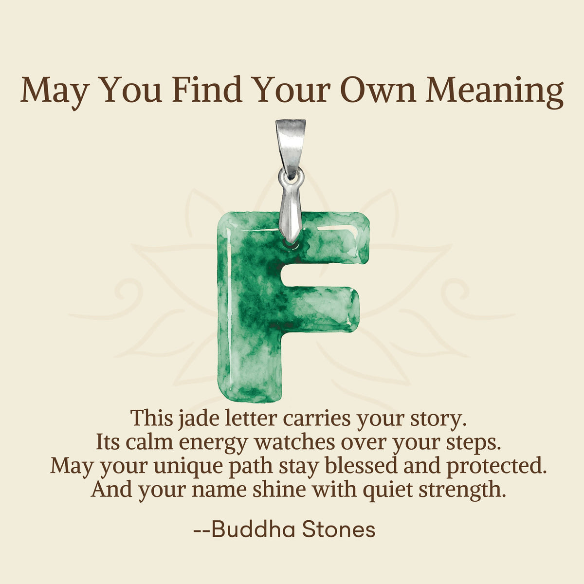 Nimara Ritual "May You Find Your Own Meaning" Natural A-Z Letter Jade 925 Sterling Silver Chain Necklace Includes Gift Message Card