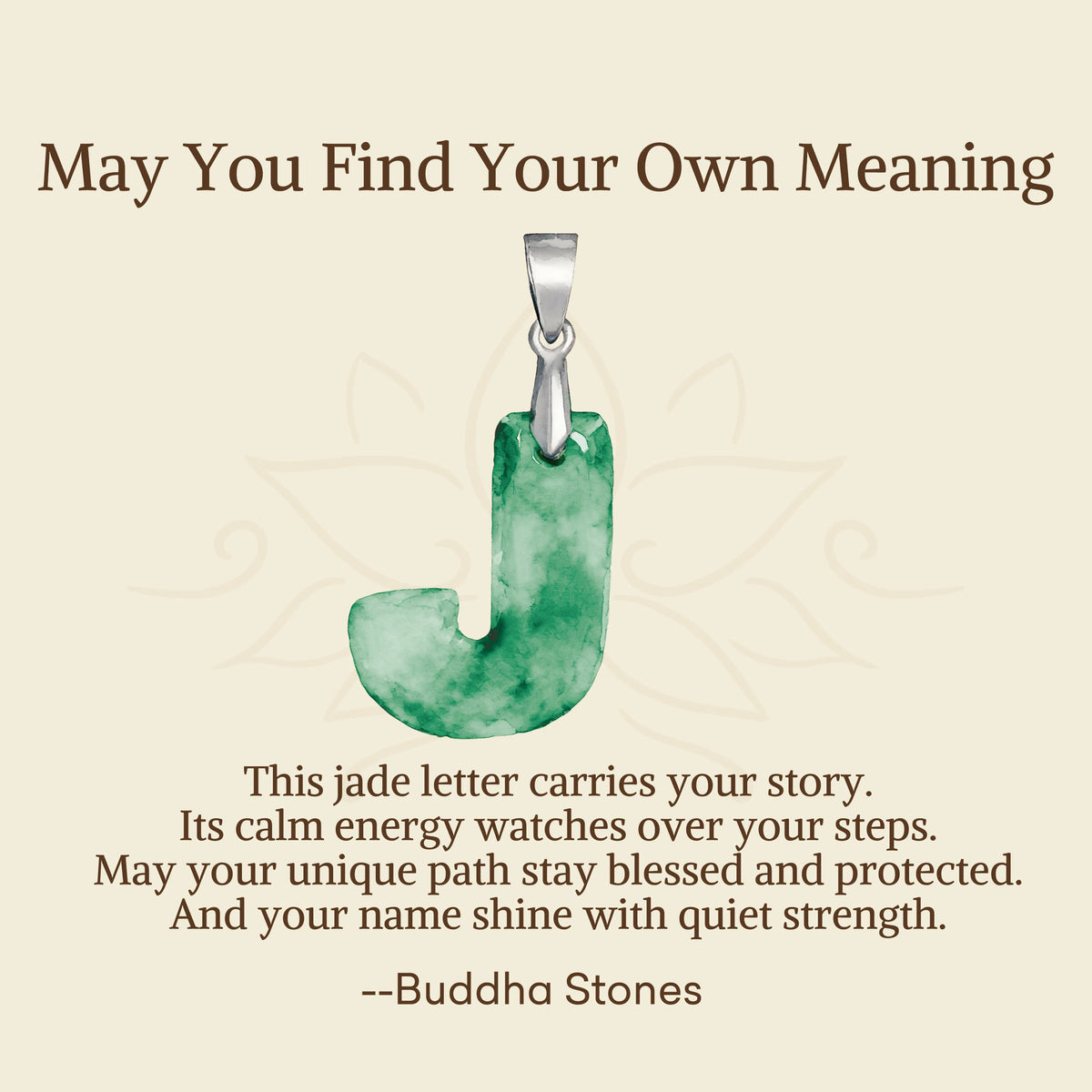 Nimara Ritual "May You Find Your Own Meaning" Natural A-Z Letter Jade Titanium Steel Chain Necklace Includes Gift Message Card
