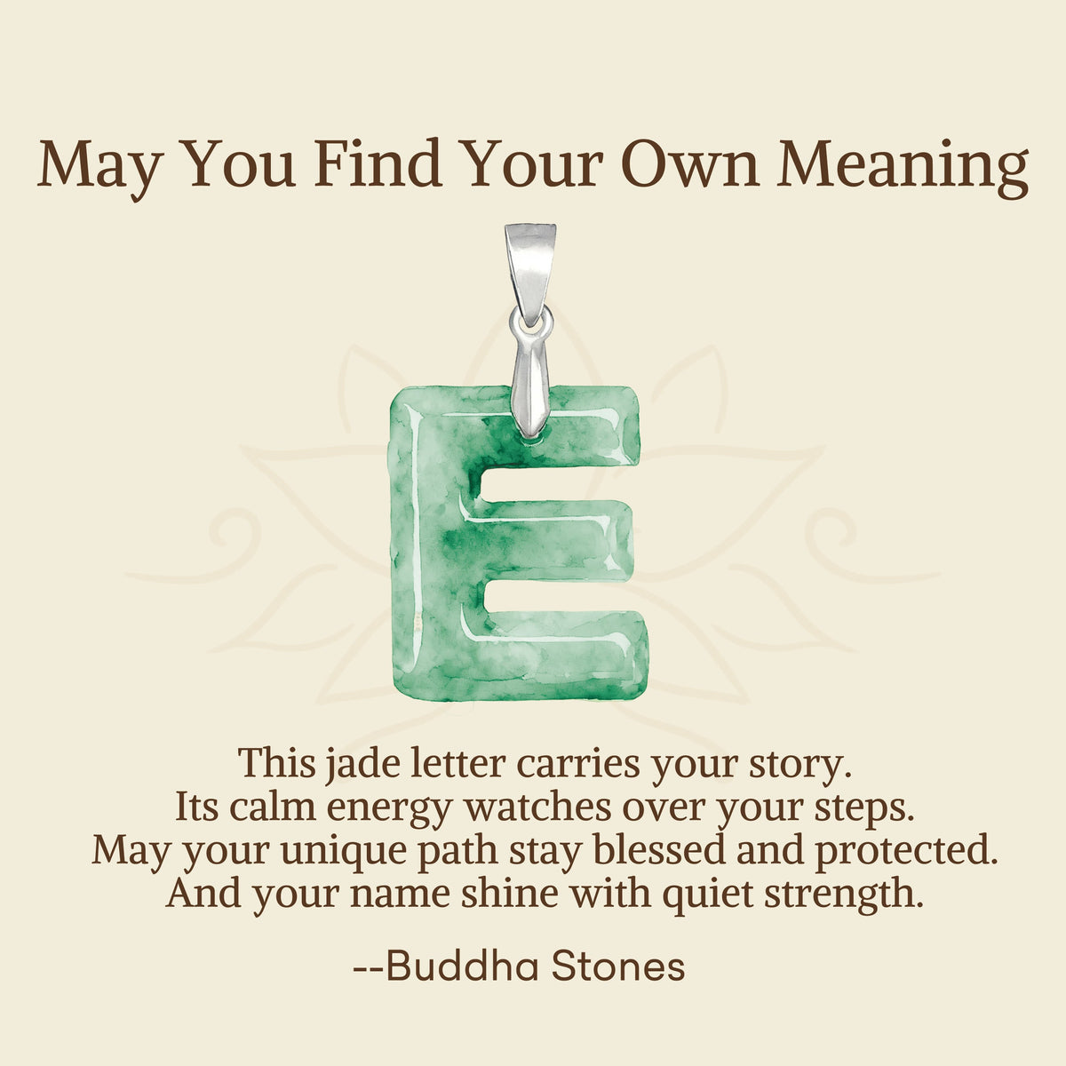 Nimara Ritual "May You Find Your Own Meaning" Natural A-Z Letter Jade Titanium Steel Chain Necklace Includes Gift Message Card