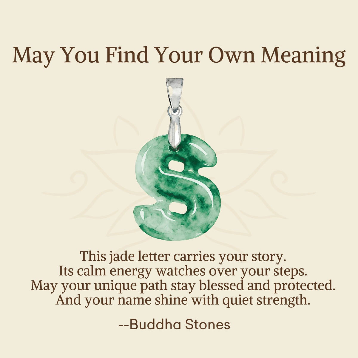 Nimara Ritual "May You Find Your Own Meaning" Natural A-Z Letter Jade Titanium Steel Chain Necklace Includes Gift Message Card