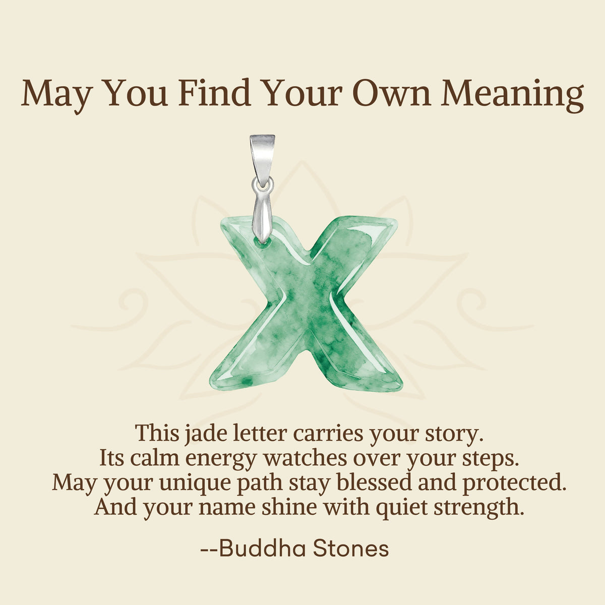 Nimara Ritual "May You Find Your Own Meaning" Natural A-Z Letter Jade Titanium Steel Chain Necklace Includes Gift Message Card