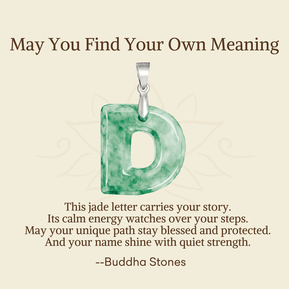 Nimara Ritual "May You Find Your Own Meaning" Natural A-Z Letter Jade 925 Sterling Silver Chain Necklace Includes Gift Message Card