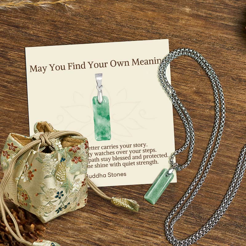 Nimara Ritual "May You Find Your Own Meaning" Natural A-Z Letter Jade Titanium Steel Chain Necklace Includes Gift Message Card