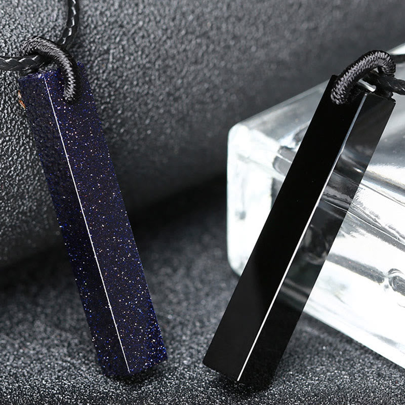 Transformation and Fulfilment Black Obsidian Blue Sandstone Necklace Pendant