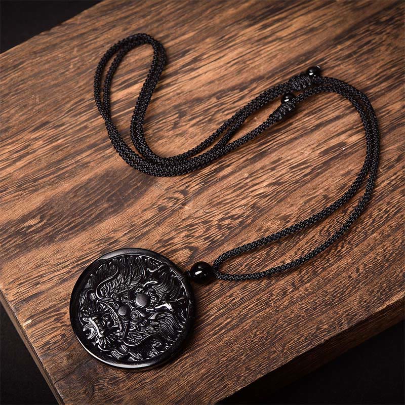 Nimara Ritual Dragon Black Obsidian Transformation Fulfilment Necklace Pendant