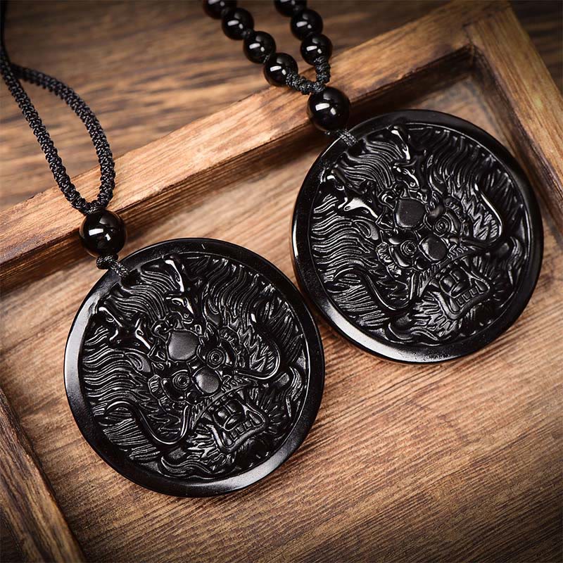 Nimara Ritual Dragon Black Obsidian Transformation Fulfilment Necklace Pendant