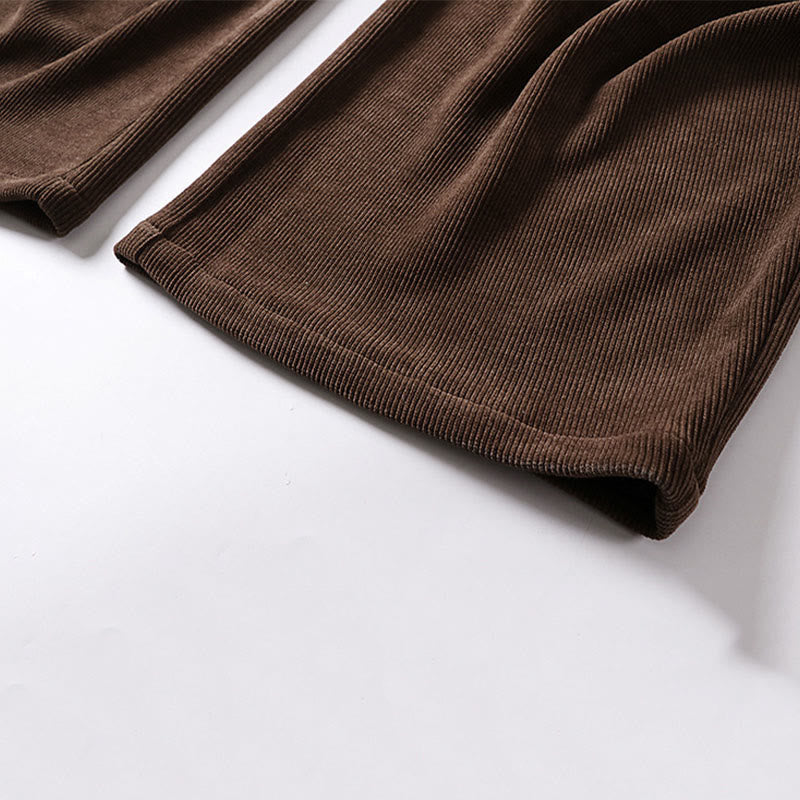 Nimara Ritual Winter Button Zipper Design Elastic Waist Cotton Corduroy Men's Wide Leg Pants With Pockets