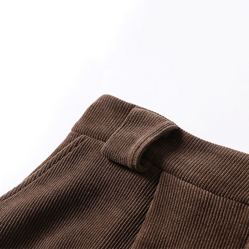 Nimara Ritual Winter Button Zipper Design Elastic Waist Cotton Corduroy Men's Wide Leg Pants With Pockets