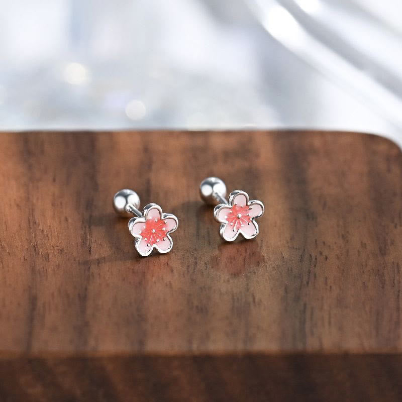 Nimara Ritual 999 Sterling Silver Peach Blossom Blessing Earrings