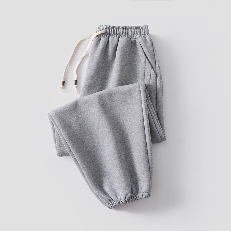 Nimara Ritual Fall Winter Solid Drawstring Regular Fleece-Lined Elastic Waist Men's Cotton Harem Pants With Pockets