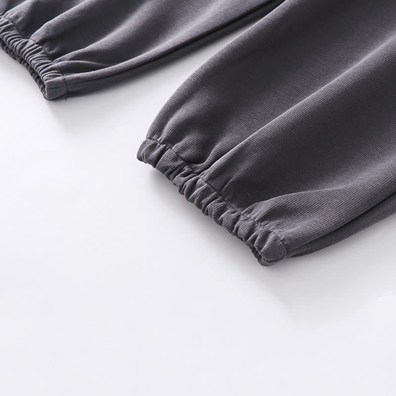 Nimara Ritual Fall Winter Solid Drawstring Regular Fleece-Lined Elastic Waist Men's Cotton Harem Pants With Pockets
