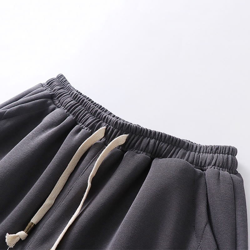 Nimara Ritual Fall Winter Solid Drawstring Regular Fleece-Lined Elastic Waist Men's Cotton Harem Pants With Pockets