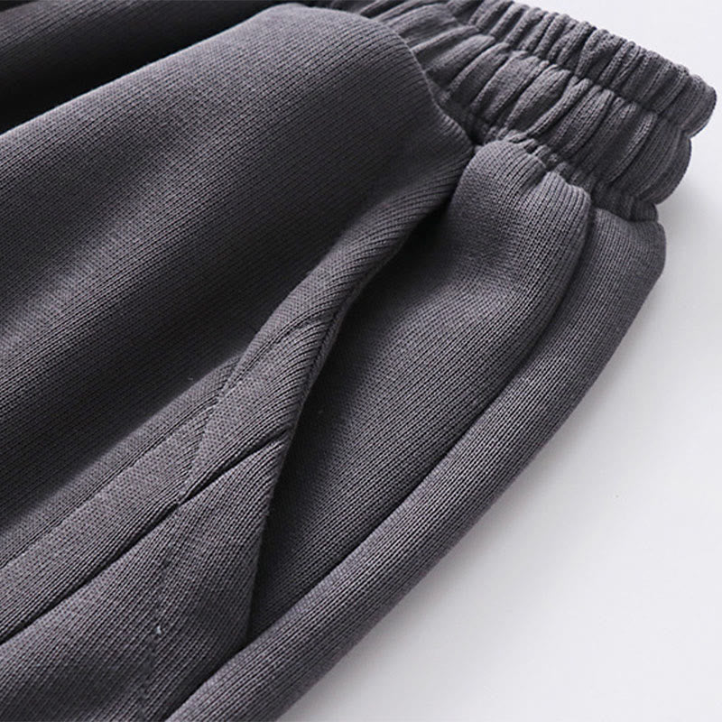 Nimara Ritual Fall Winter Solid Drawstring Regular Fleece-Lined Elastic Waist Men's Cotton Harem Pants With Pockets