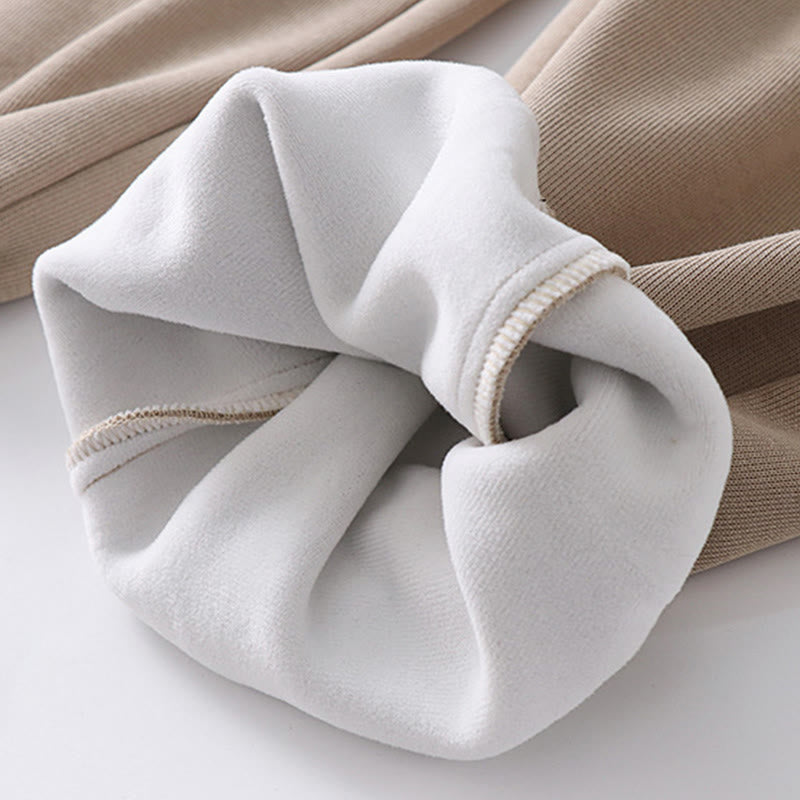 Nimara Ritual Fall Winter Solid Drawstring Regular Fleece-Lined Elastic Waist Men's Cotton Harem Pants With Pockets