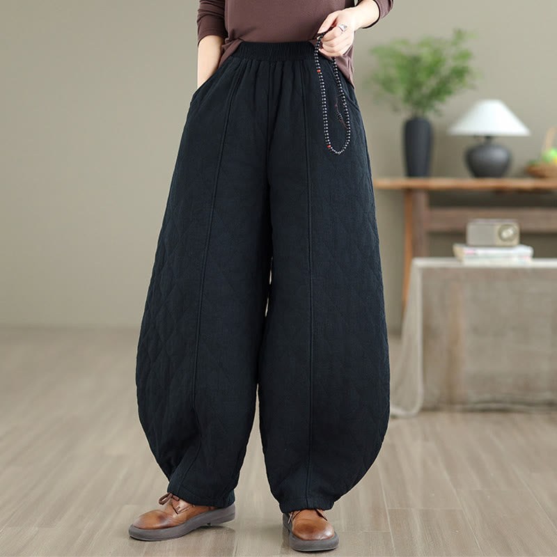 Nimara Ritual Winter Diamond Pattern Cotton Women's Pants With Pockets