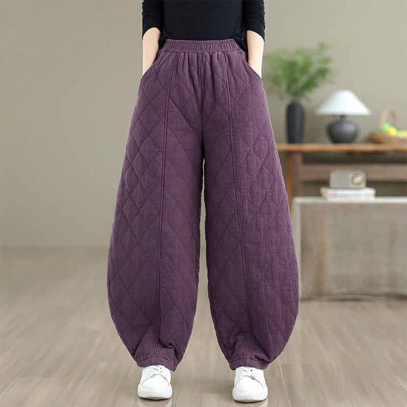 Nimara Ritual Winter Diamond Pattern Cotton Women's Pants With Pockets