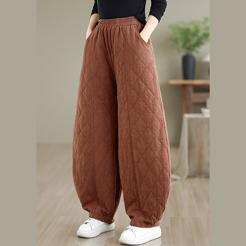 Nimara Ritual Winter Diamond Pattern Cotton Women's Pants With Pockets