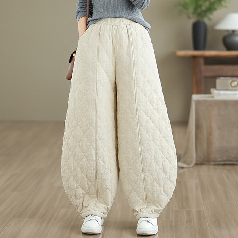 Nimara Ritual Winter Diamond Pattern Cotton Women's Pants With Pockets