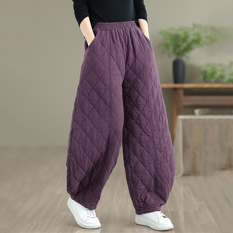Nimara Ritual Winter Diamond Pattern Cotton Women's Pants With Pockets
