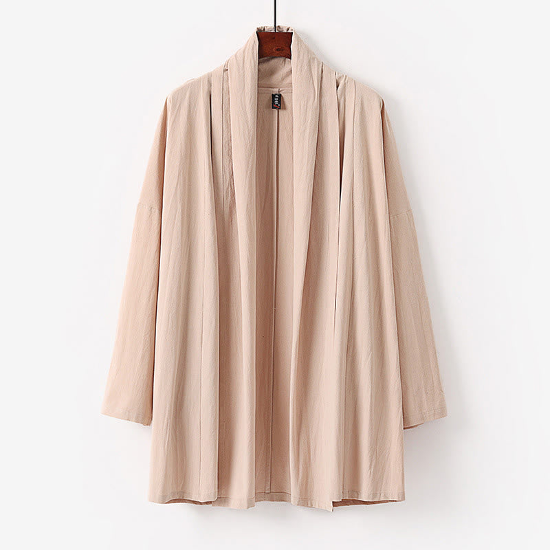 Nimara Ritual Spring Fall Solid Color Long Sleeve Mid-length Open Front Men's Kimono