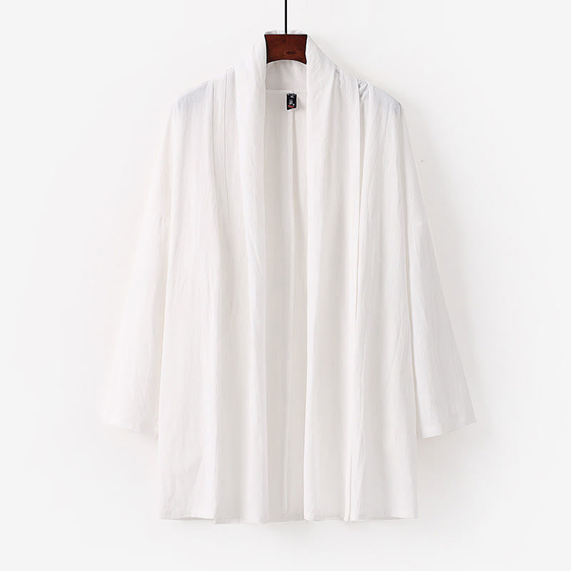 Nimara Ritual Spring Fall Solid Color Long Sleeve Mid-length Open Front Men's Kimono