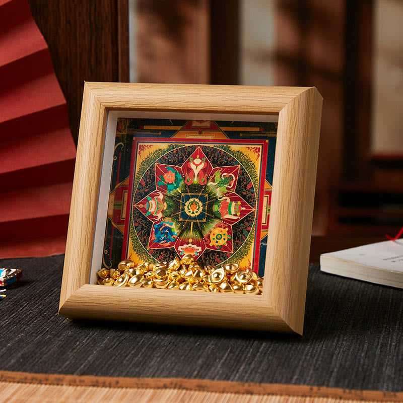 Nimara Ritual Tibetan Om Mani Padme Hum Golden Ingot Thangka Photo Frame Ornament Home Decor