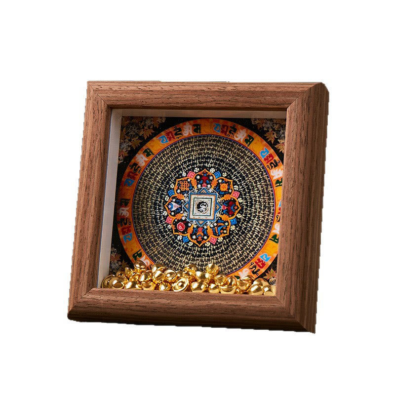 Nimara Ritual Tibetan Om Mani Padme Hum Golden Ingot Thangka Photo Frame Ornament Home Decor