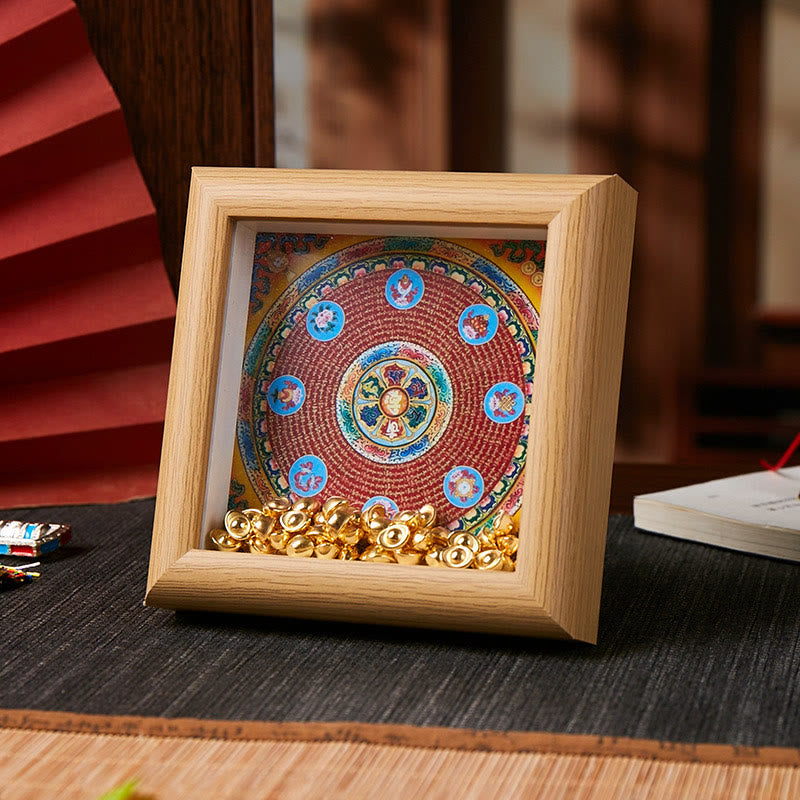 Nimara Ritual Tibetan Om Mani Padme Hum Golden Ingot Thangka Photo Frame Ornament Home Decor
