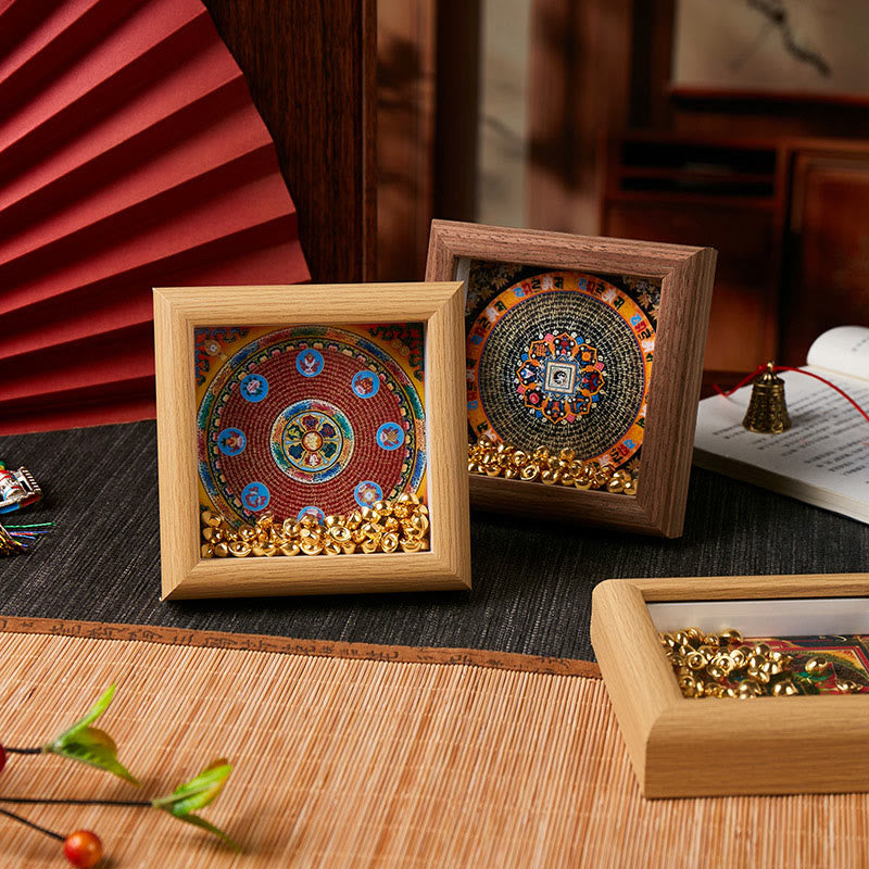 Nimara Ritual Tibetan Om Mani Padme Hum Golden Ingot Thangka Photo Frame Ornament Home Decor