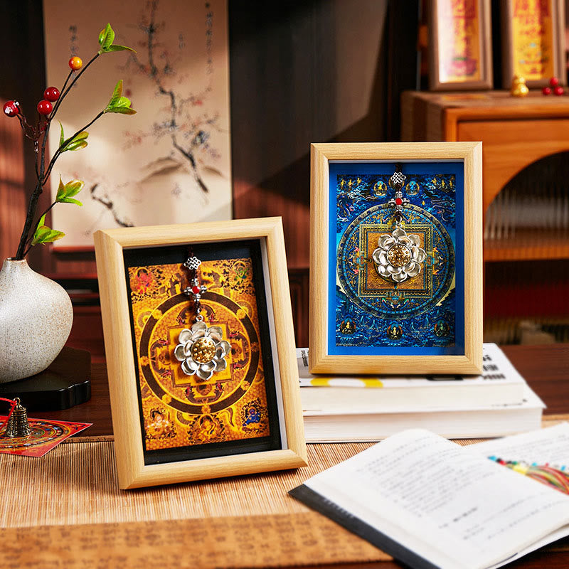 Nimara Ritual Lotus Golden Ingot Thangka Photo Frame Ornament Home Decor