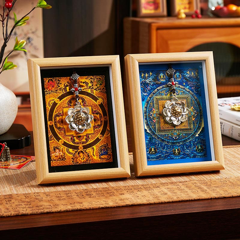 Nimara Ritual Lotus Golden Ingot Thangka Photo Frame Ornament Home Decor