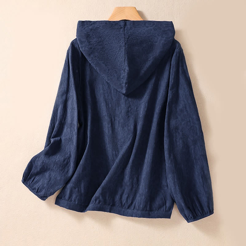 Nimara Ritual Fall Jacquard Buttons Down Design Long Sleeve Women's Hoodie