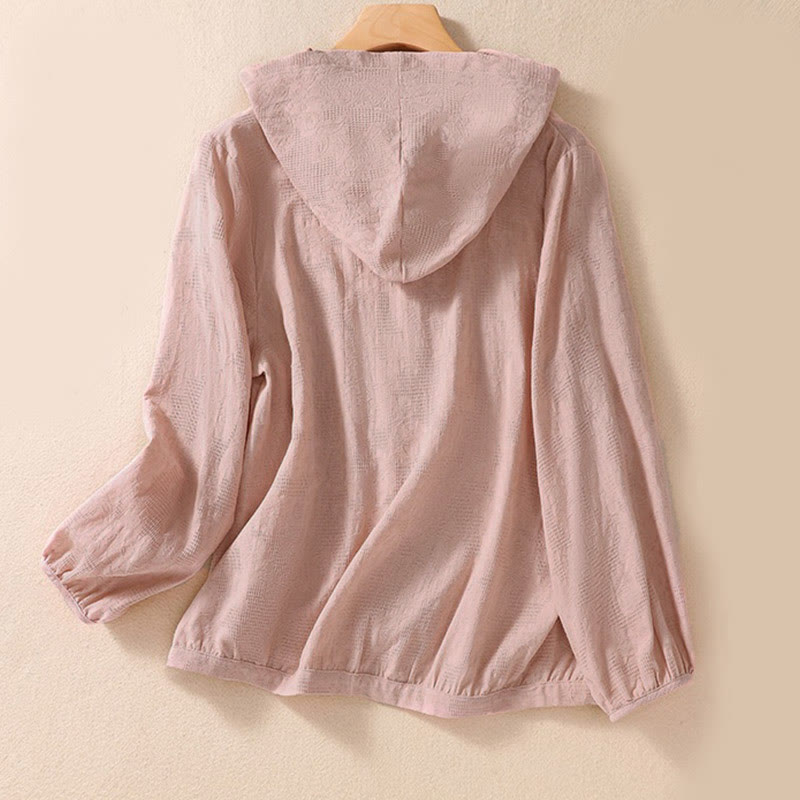 Nimara Ritual Fall Jacquard Buttons Down Design Long Sleeve Women's Hoodie