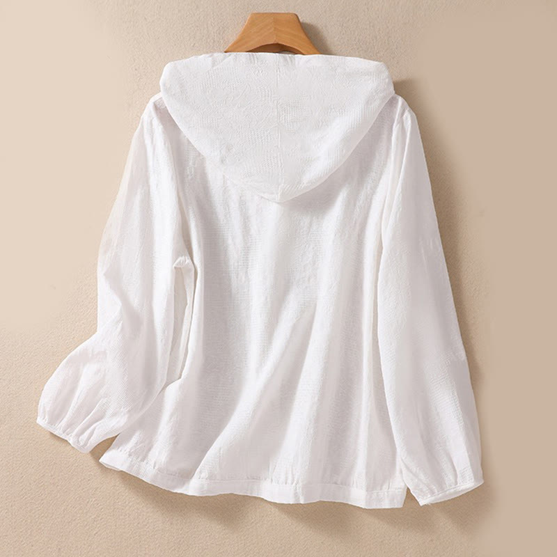Nimara Ritual Fall Jacquard Buttons Down Design Long Sleeve Women's Hoodie