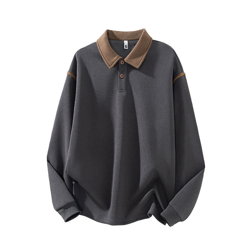 Nimara Ritual Fall Polo Collar Button Men's Sweatshirt Cotton Pullover