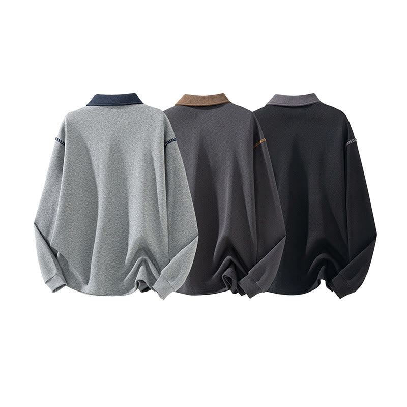 Nimara Ritual Fall Polo Collar Button Men's Sweatshirt Cotton Pullover
