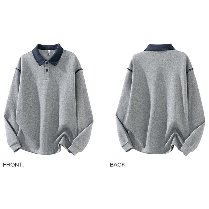 Nimara Ritual Fall Polo Collar Button Men's Sweatshirt Cotton Pullover