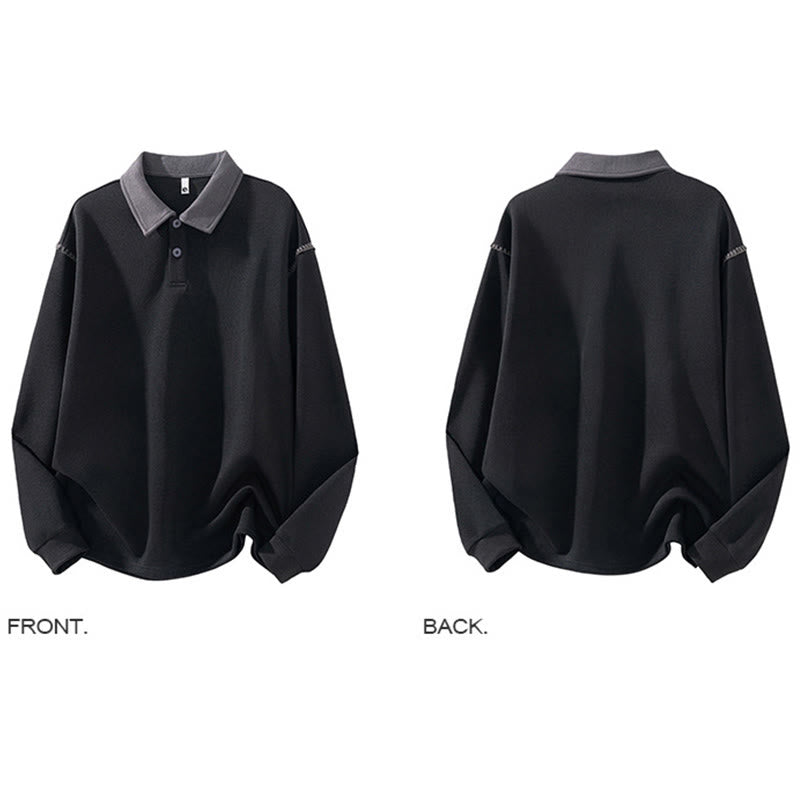 Nimara Ritual Fall Polo Collar Button Men's Sweatshirt Cotton Pullover