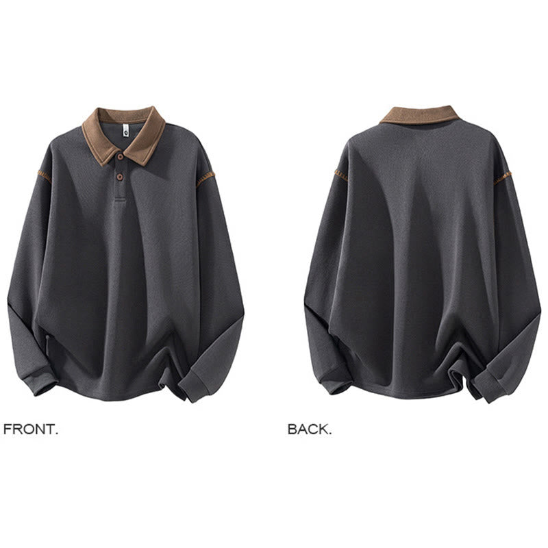 Nimara Ritual Fall Polo Collar Button Men's Sweatshirt Cotton Pullover