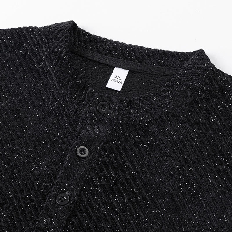 Nimara Ritual Fall Crew Neck Stripes Button Men's Sweatshirt Pullover