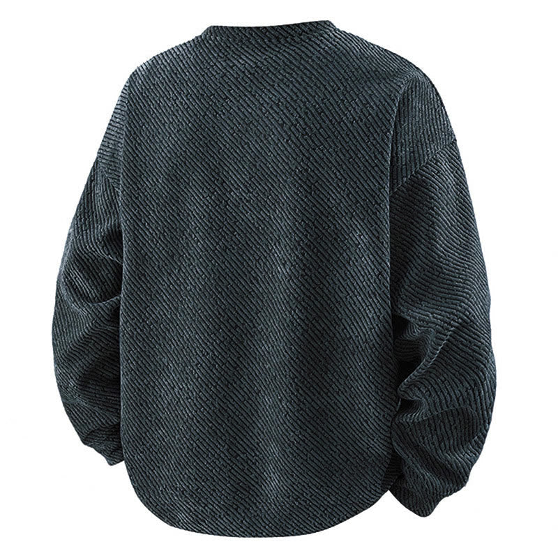 Nimara Ritual Fall Crew Neck Stripes Button Men's Sweatshirt Pullover