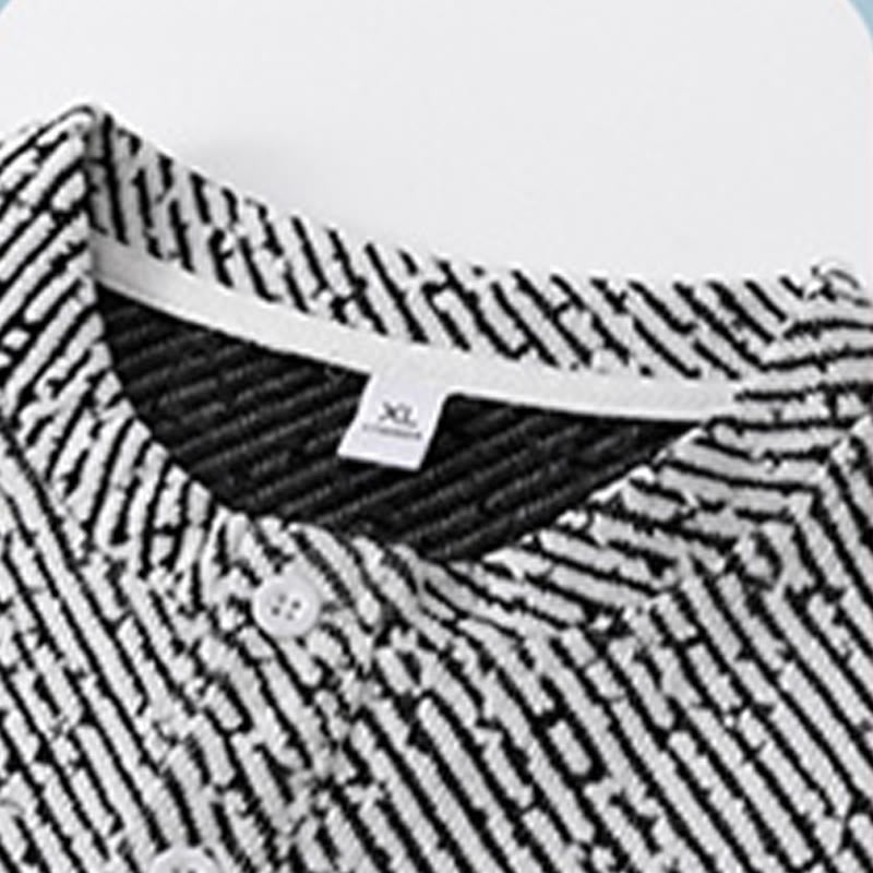 Nimara Ritual Fall Crew Neck Stripes Button Men's Sweatshirt Pullover