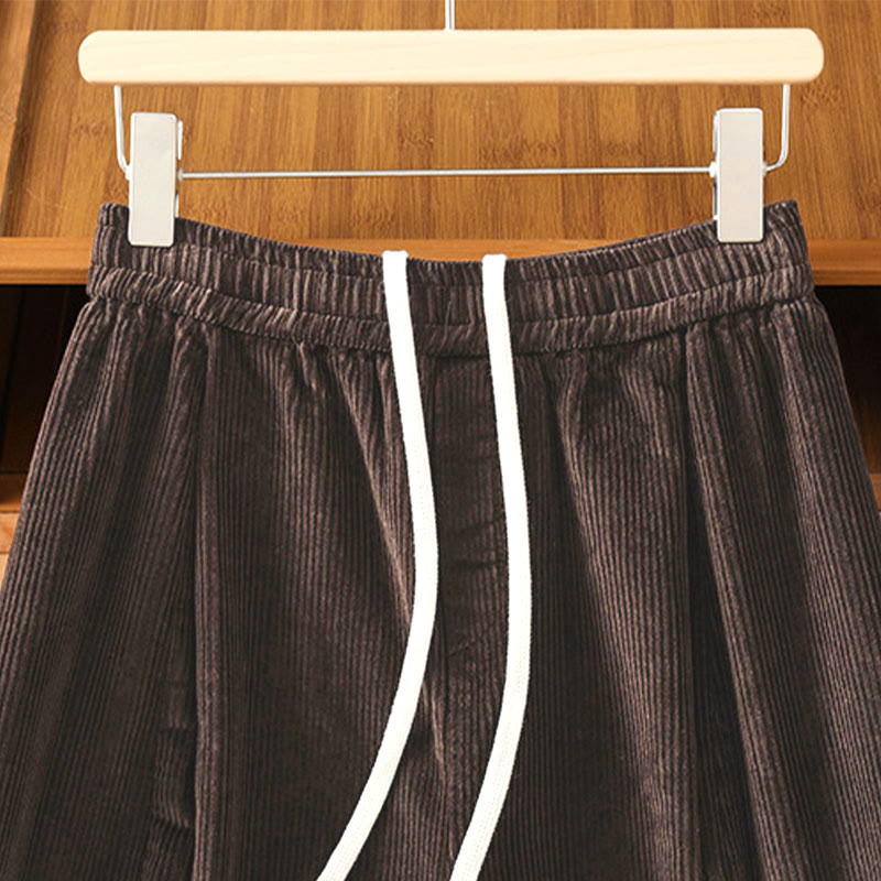 Nimara Ritual Plain Elastic Waist Women's Cropped 7-8 Length Wide Leg Corduroy Pants