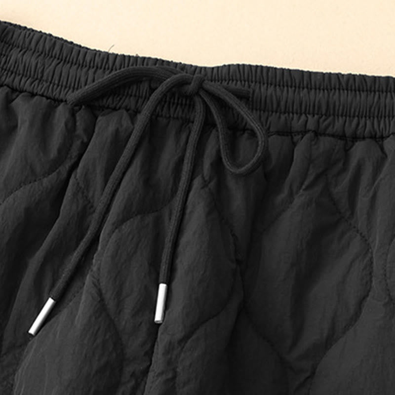 Nimara Ritual Winter Curved Lines Elastic Waist Drawstring Cotton Thermal Women's Pants With Pockets