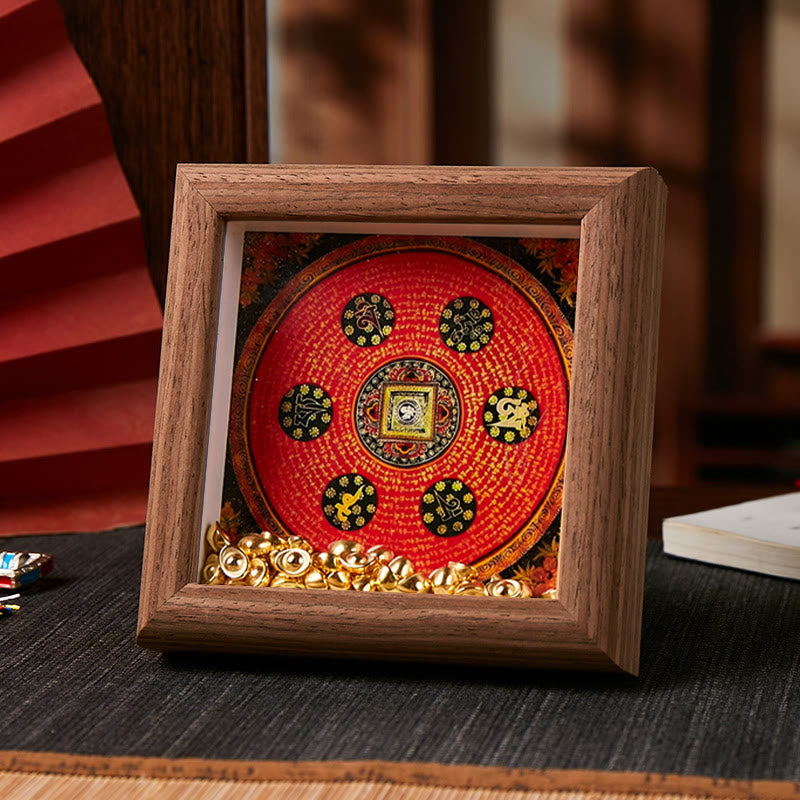 Nimara Ritual Tibetan Om Mani Padme Hum Golden Ingot Thangka Photo Frame Ornament Home Decor