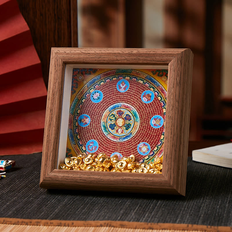 Nimara Ritual Tibetan Om Mani Padme Hum Golden Ingot Thangka Photo Frame Ornament Home Decor