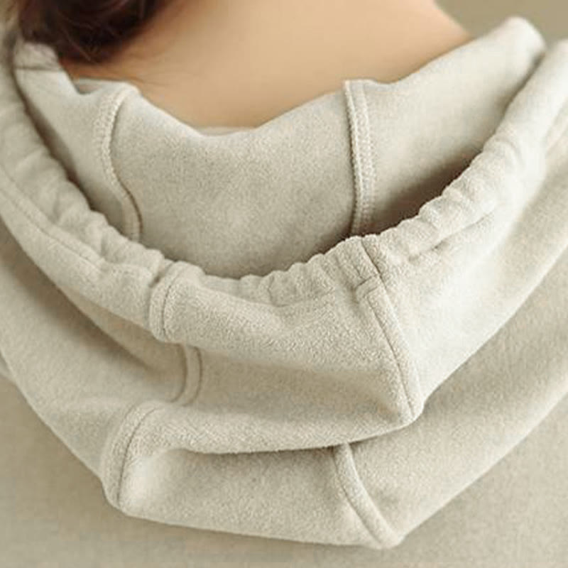 Nimara Ritual Winter Solid Color Cotton Long Sleeve Women's Hoodie Has Hood