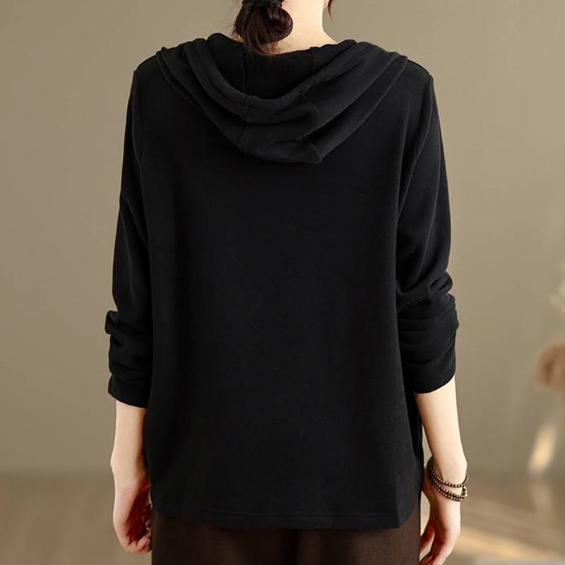 Nimara Ritual Winter Solid Color Cotton Long Sleeve Women's Hoodie Has Hood